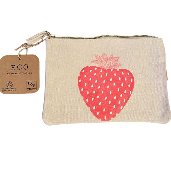 Eco Zipper Pouch Stylish Printed Traveler Organizer Cosmetic Small Makeup berry - Picture 1 of 5